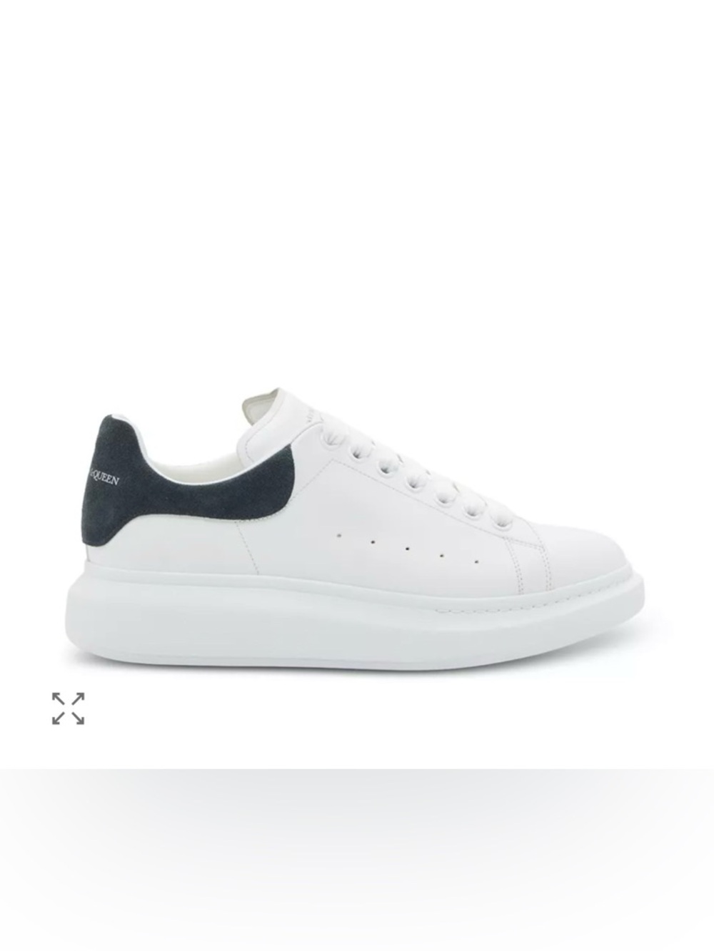 Alexander McQueen White Leather Oversized Sneaker with Black Suede Heel Tab